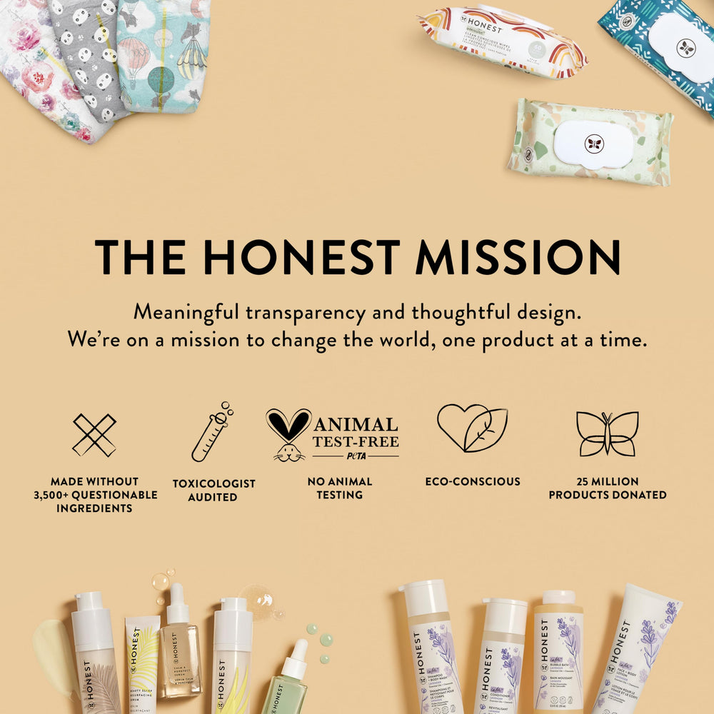 The Honest Company made in USA with safe, naturally derived ingredients.