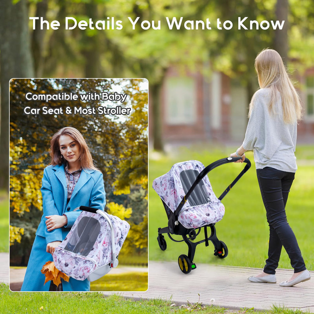 The KENKYO canopy provides full coverage as a sunshade for car seats.