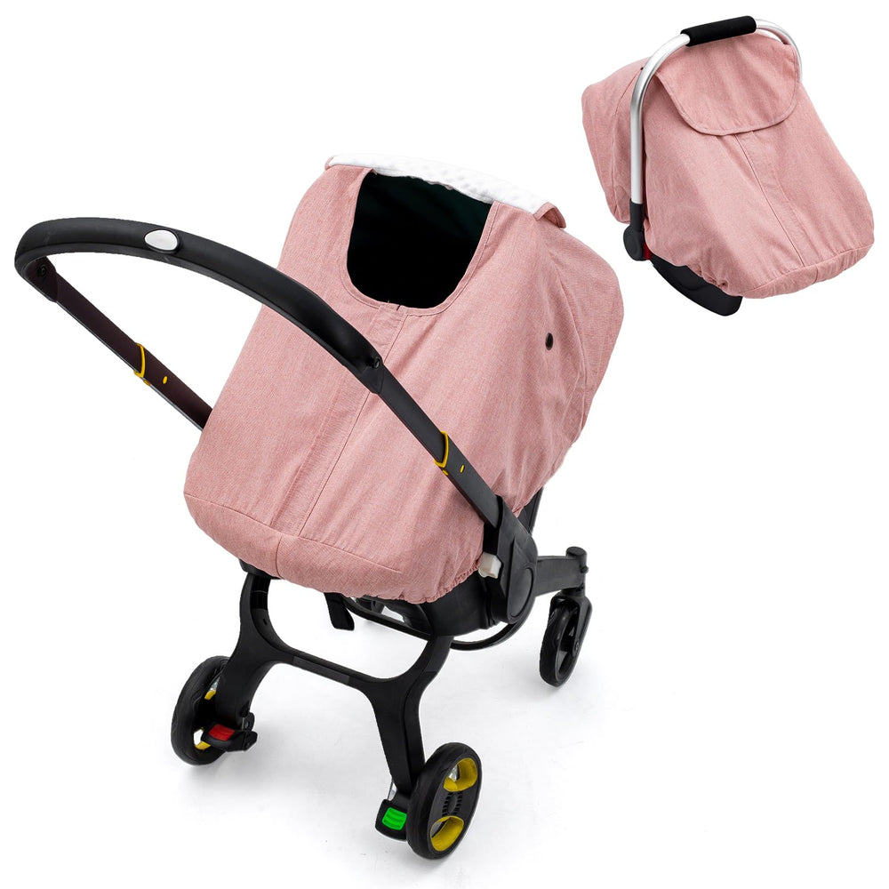 The Kenkyo car seat cover shows a waterproof canopy for all-weather protection.