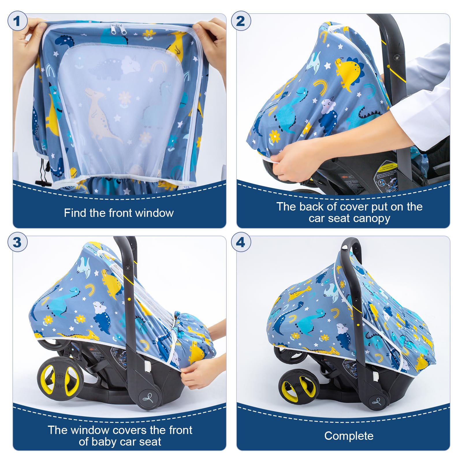 THE KENKYO car seat cover features elastic-fit sides for secure coverage without shifting.
