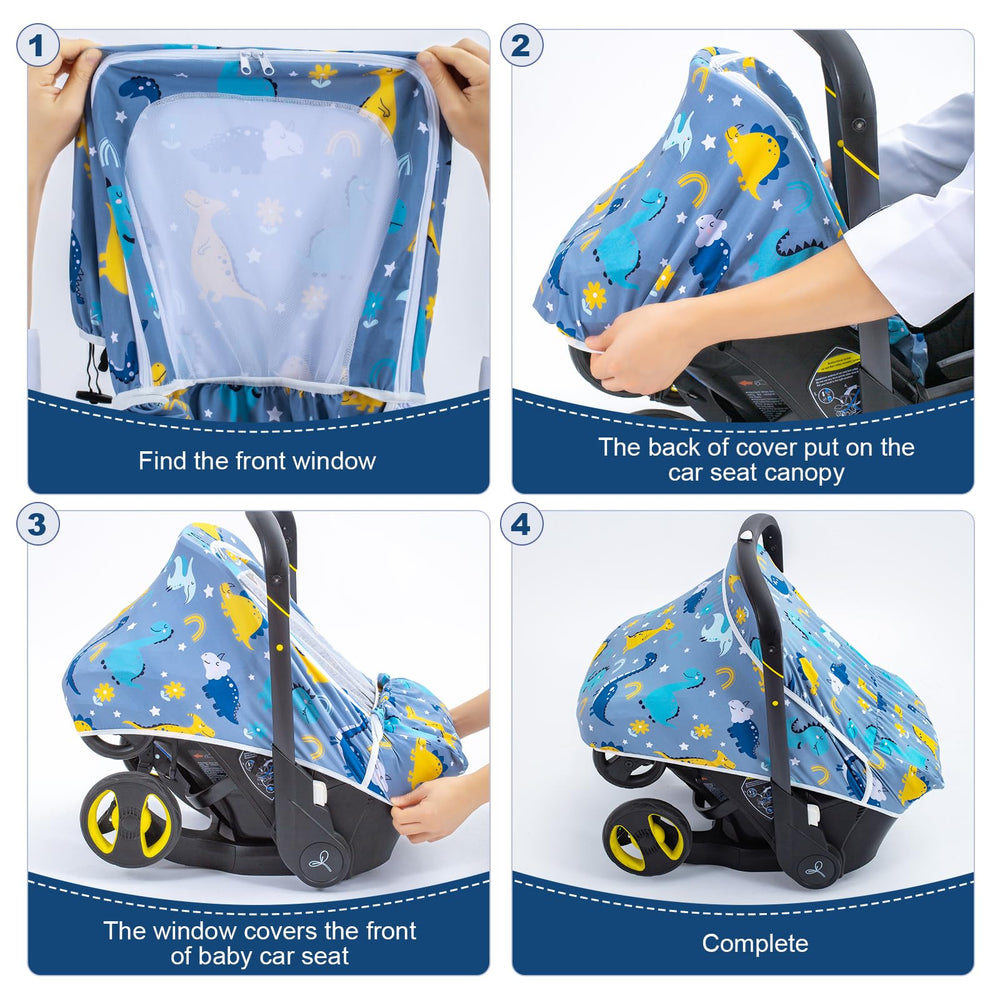 THE KENKYO car seat cover features elastic-fit sides for secure coverage without shifting.