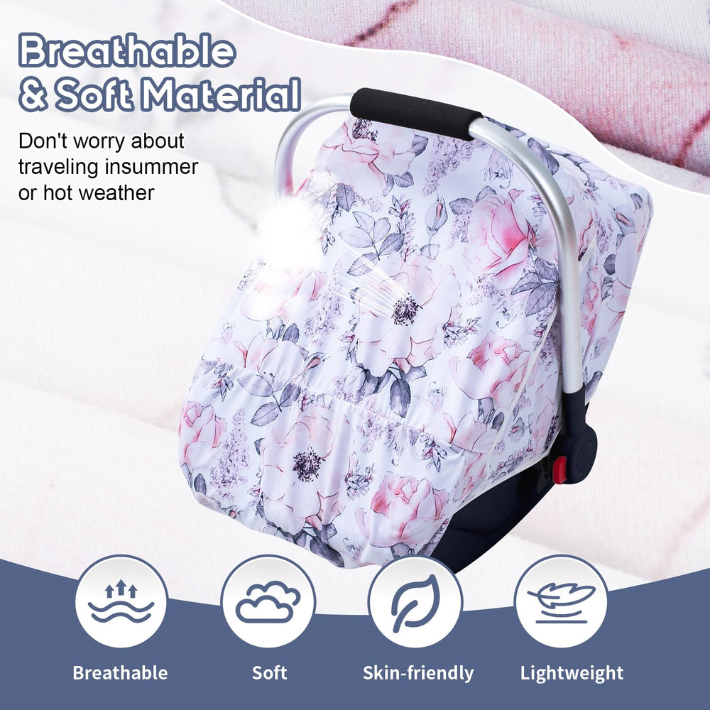 The KENKYO car seat cover shows mesh window design for airflow and monitoring.