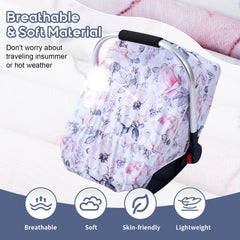 The KENKYO car seat cover shows mesh window design for airflow and monitoring.