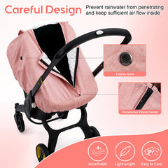 The Kenkyo infant car seat cover with plush dots lining adds warmth.