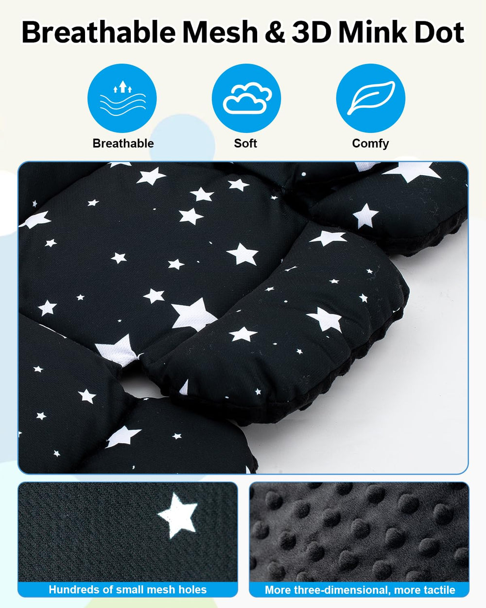THE KENKYO infant insert double-sided velvet offers warm, cozy feel for cooler days
