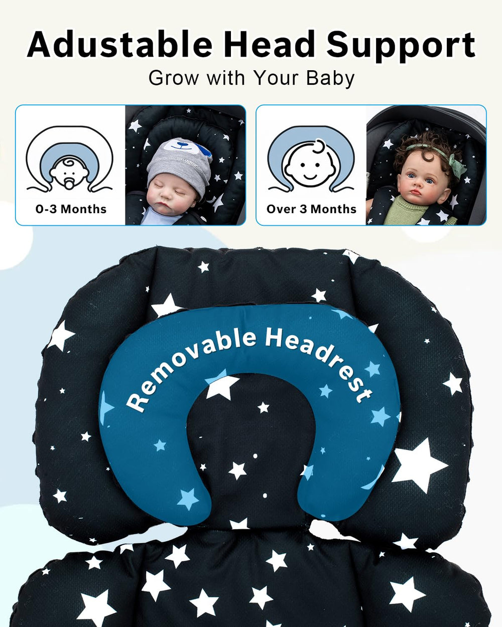 THE KENKYO infant insert with shoulder pads protects delicate skin during travel