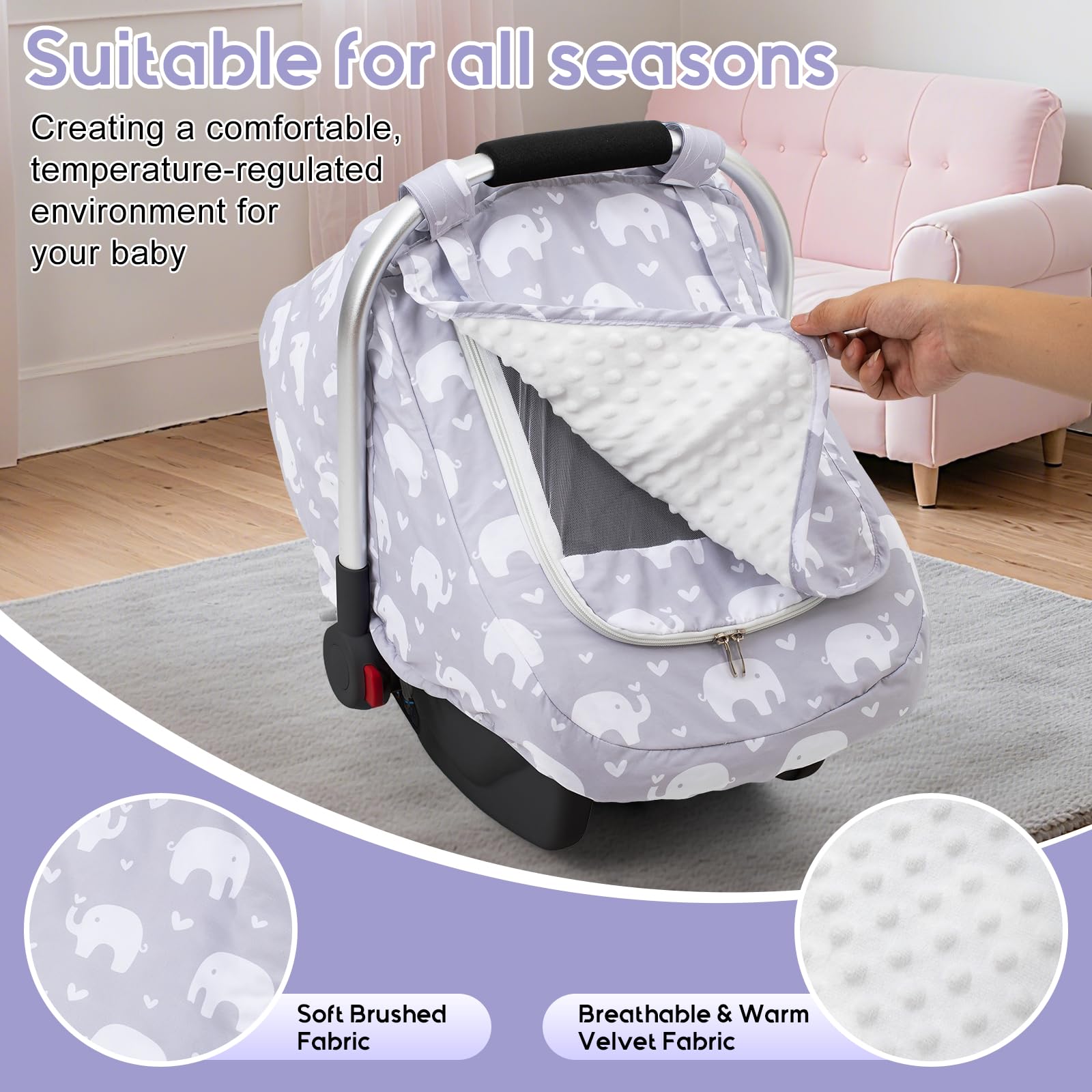 THE KENKYO mink-velvet interior provides soft touch and lasting warmth for baby