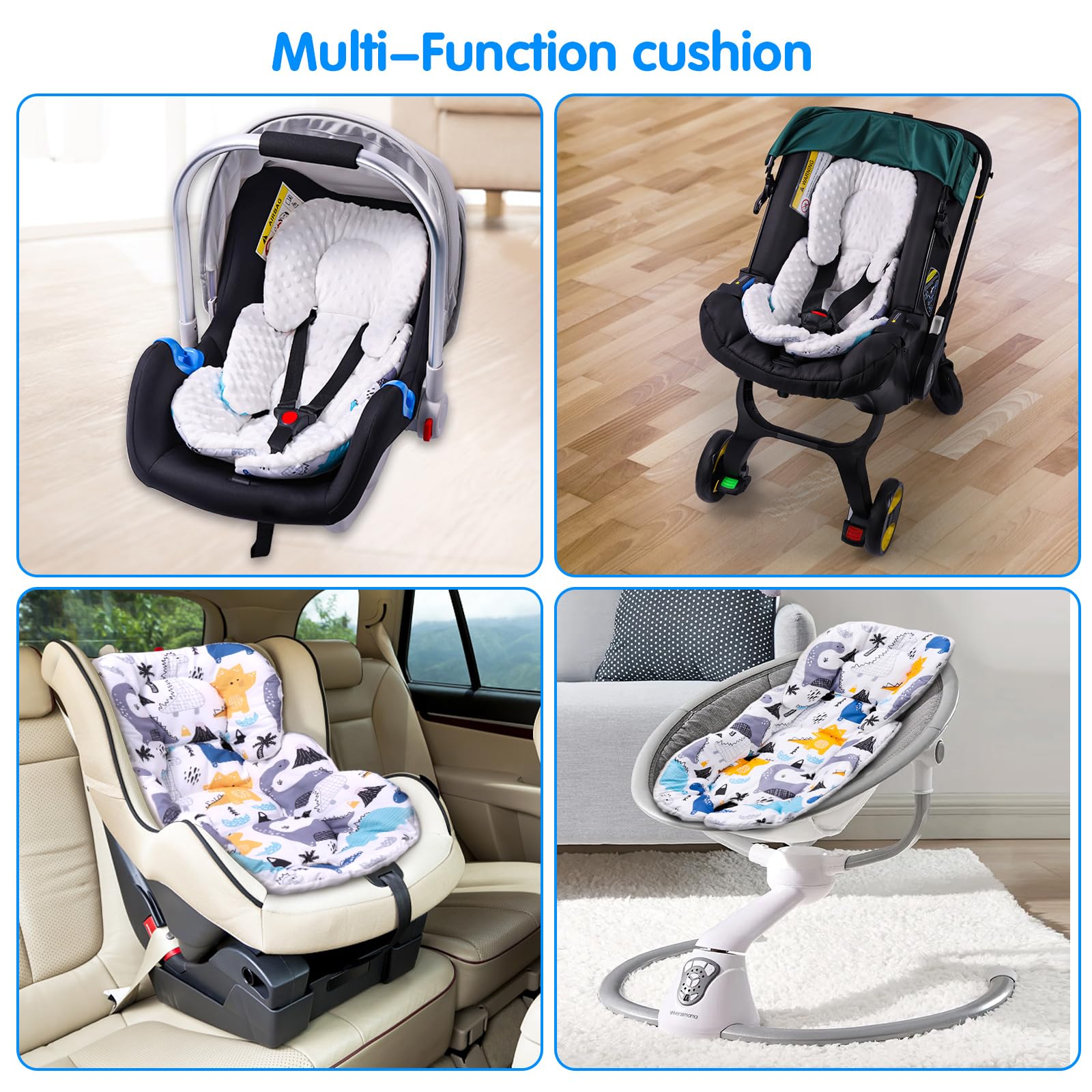 THE KENKYO cushion used across stroller and car seat surfaces