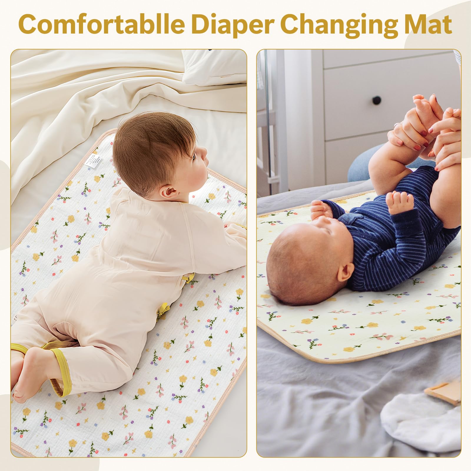 THE KENKYO Muslin Changing Pad provides leak-proof-odor-resistance for a fresher change.