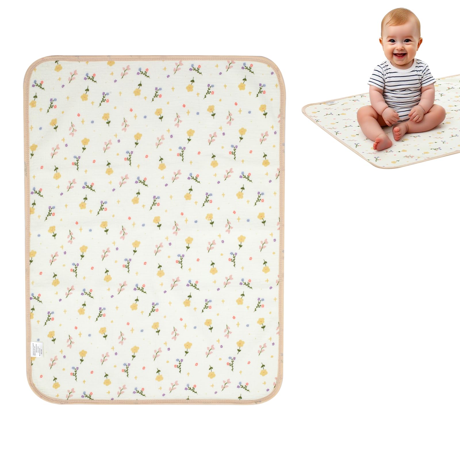 THE KENKYO Muslin Changing Pad with soft-muslin-cotton for gentle diaper changes.