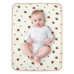 THE KENKYO muslin changing pad front view bear pattern for soft baby comfort