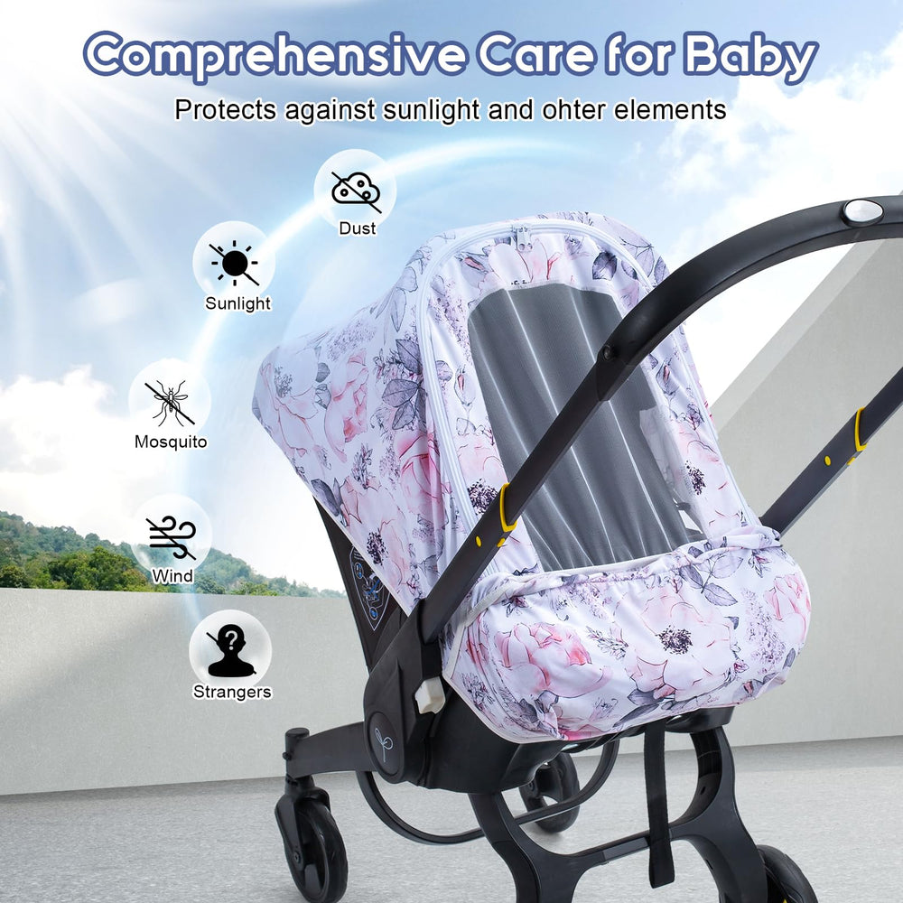 The KENKYO cover offers sun protection and privacy during outings.
