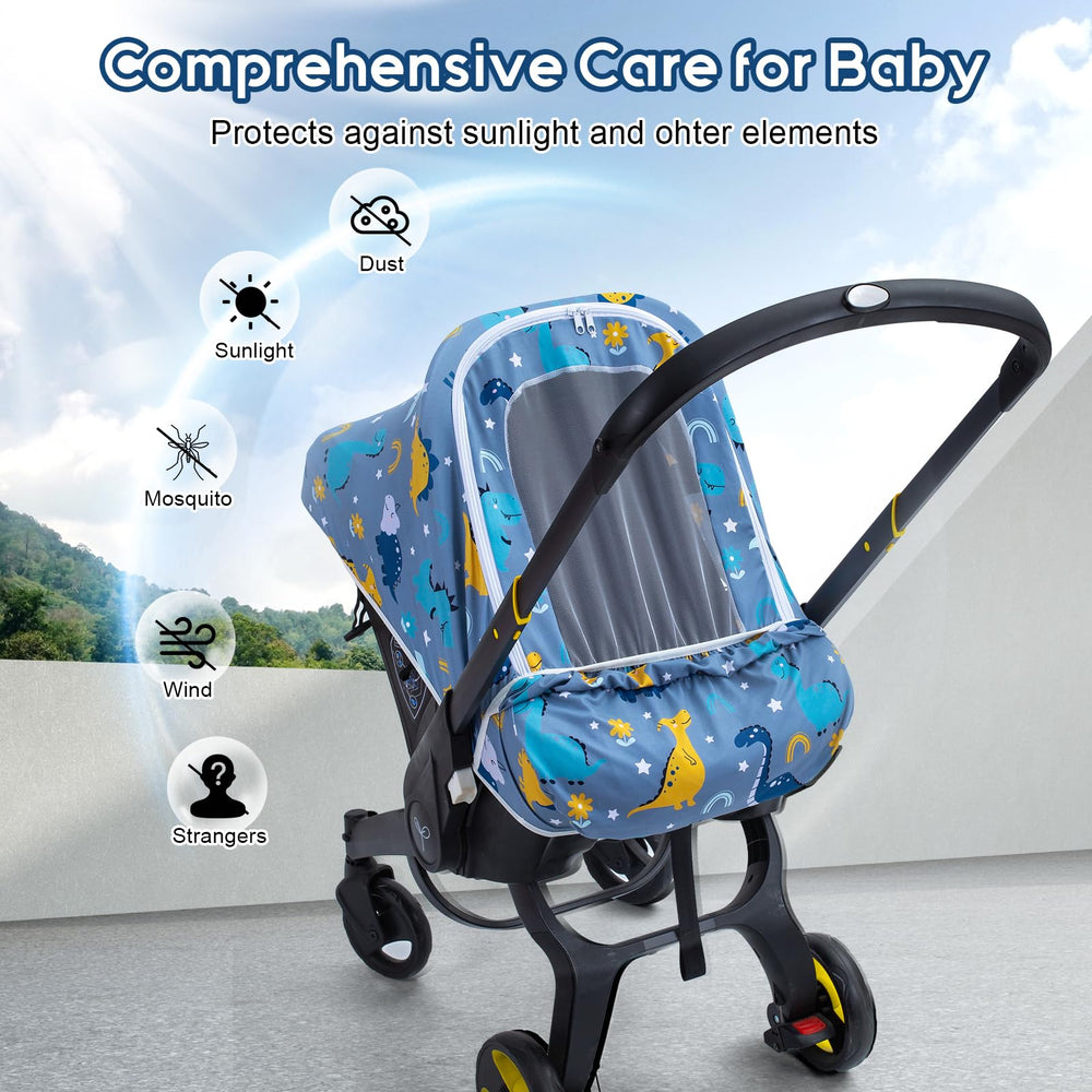 THE KENKYO stroller compatibility cover adapts to many strollers and car seats.