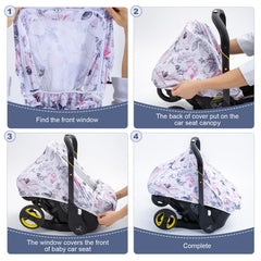 The KENKYO stroller cover featuring a front pocket for wipes and essentials.