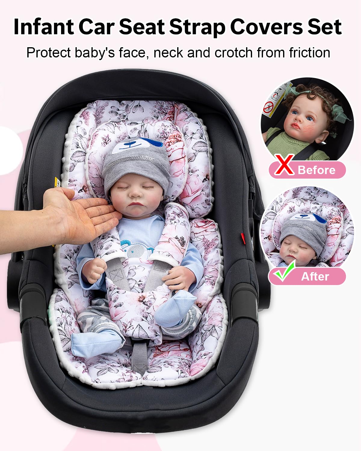 THE KENKYO universal newborn head support fits Graco, Chicco, Nuna and more.