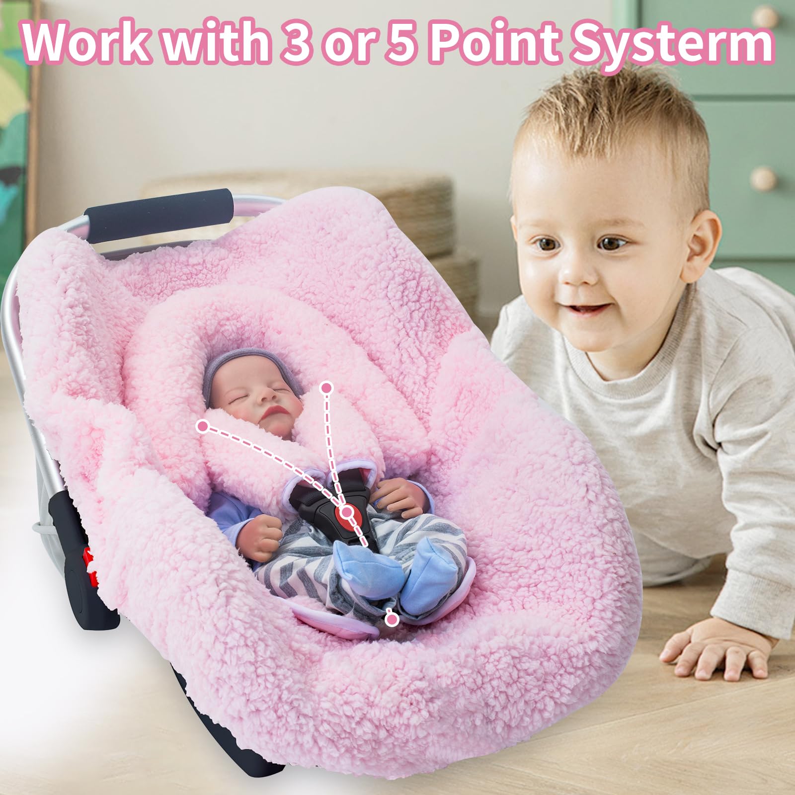 THE KENKYO Winter Car Seat Cover on-the-go photo shows reliable warmth.