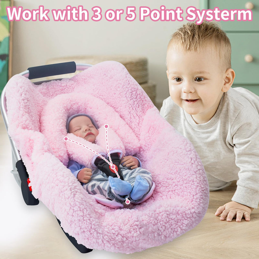 THE KENKYO Winter Car Seat Cover on-the-go photo shows reliable warmth.