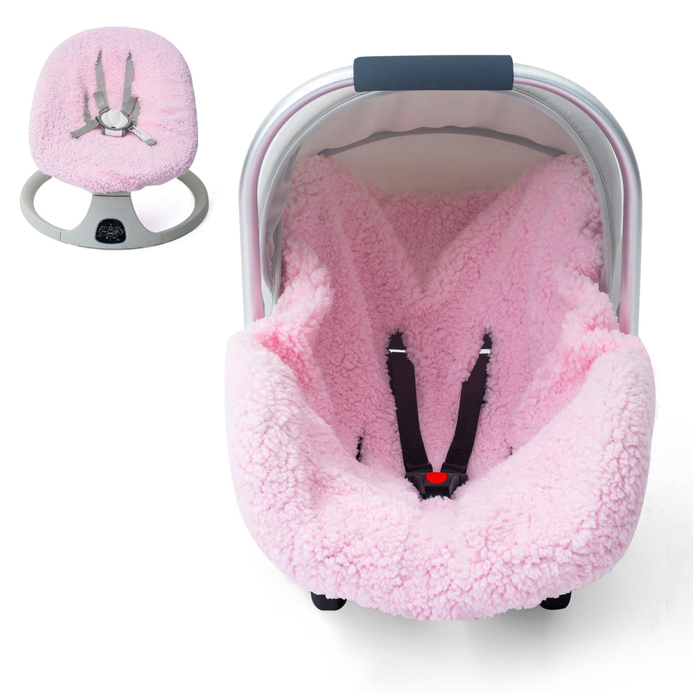 THE KENKYO Winter Car Seat Cover closeup highlights plush warmth for baby comfort.