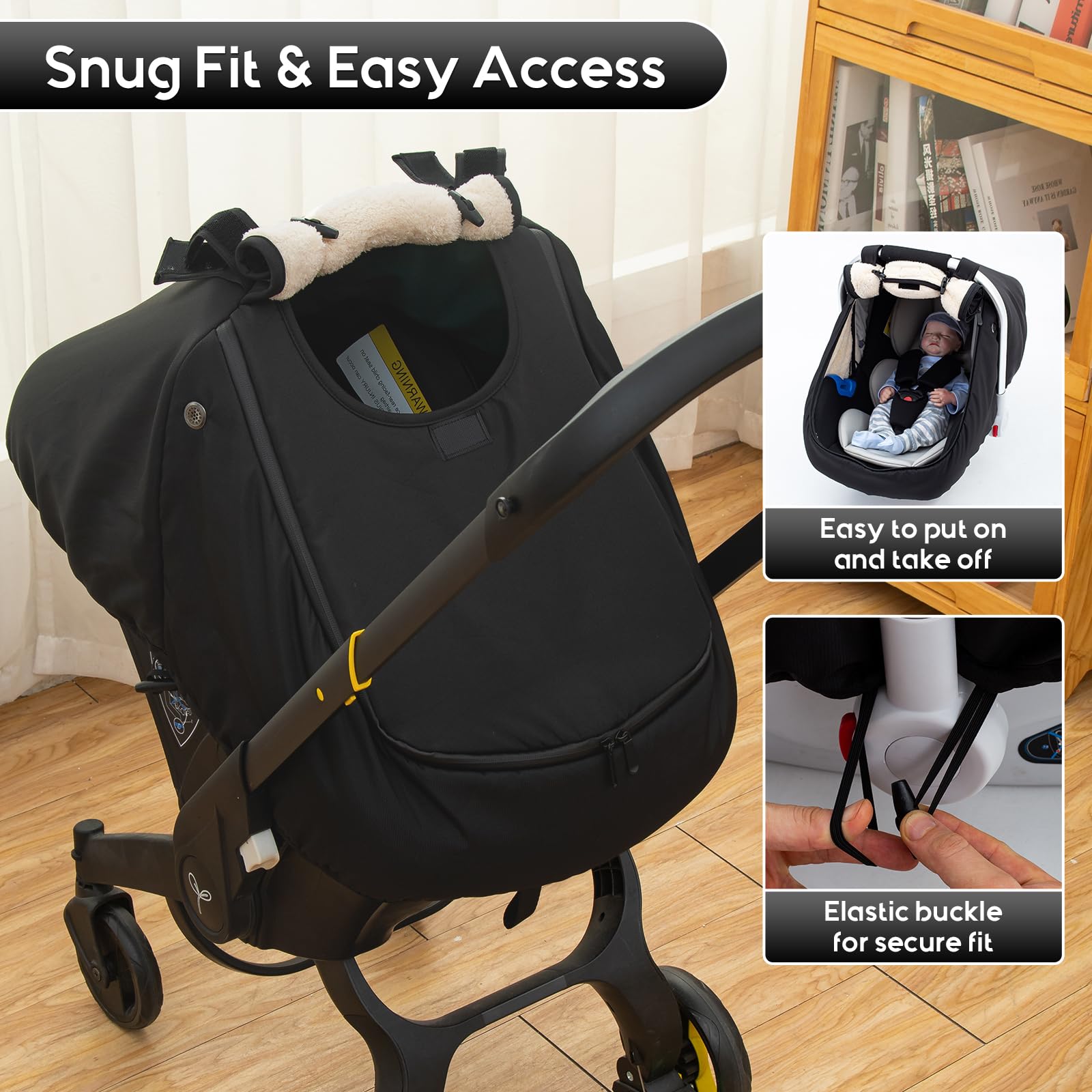 THE KENKYO Winter Baby Car Seat Cover Doona compatibility fits strollers and infant seats