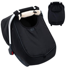THE KENKYO Winter Baby Car Seat Cover front view shows warm exterior for snowy commutes