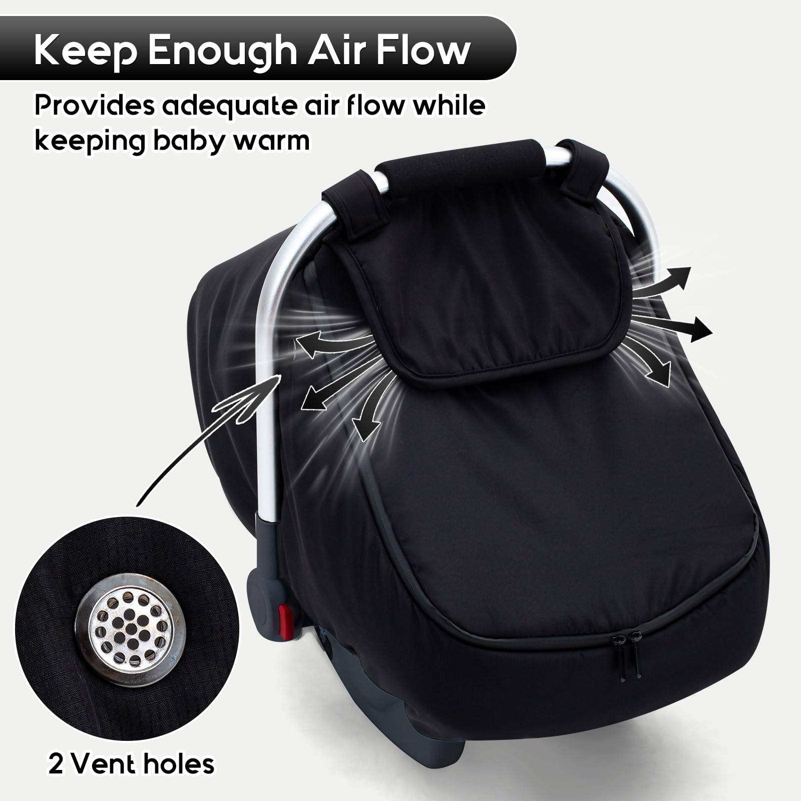 THE KENKYO Winter Baby Car Seat Cover privacy flip for discreet car rides