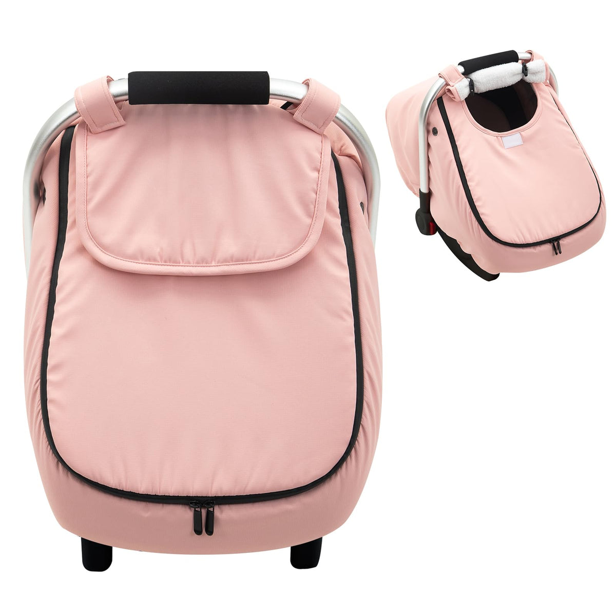 THE KENKYO winter car seat cover outer shell blocks wind and snow for cozy rides.