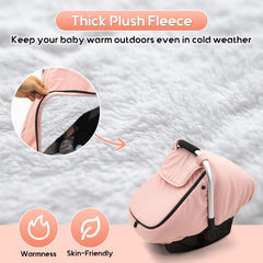 THE KENKYO winter car seat cover side vents promote airflow to keep baby comfortable.