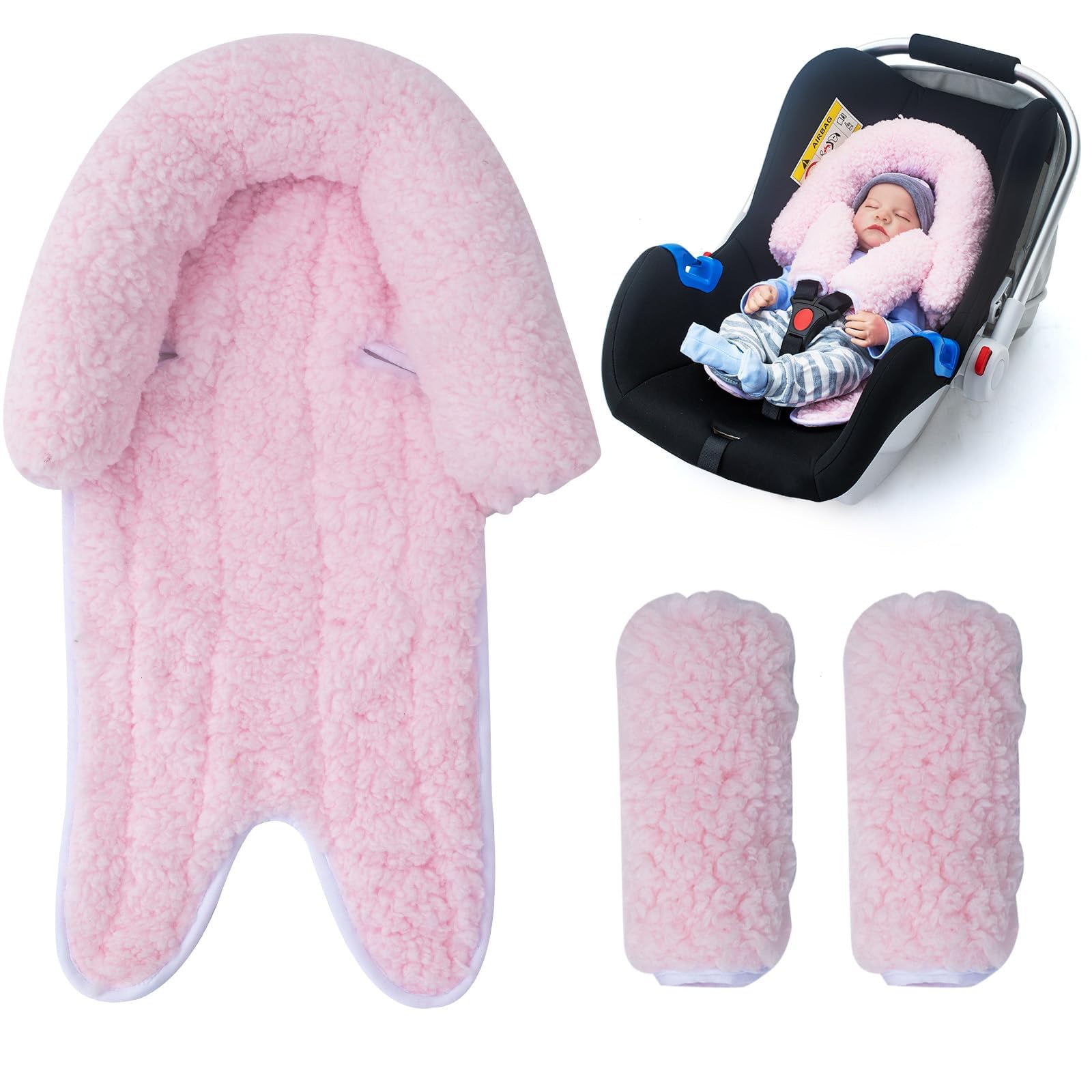 THE KENKYO Winter Infant Car Seat Insert—plush sherpa fleece for warm comfort on rides.
