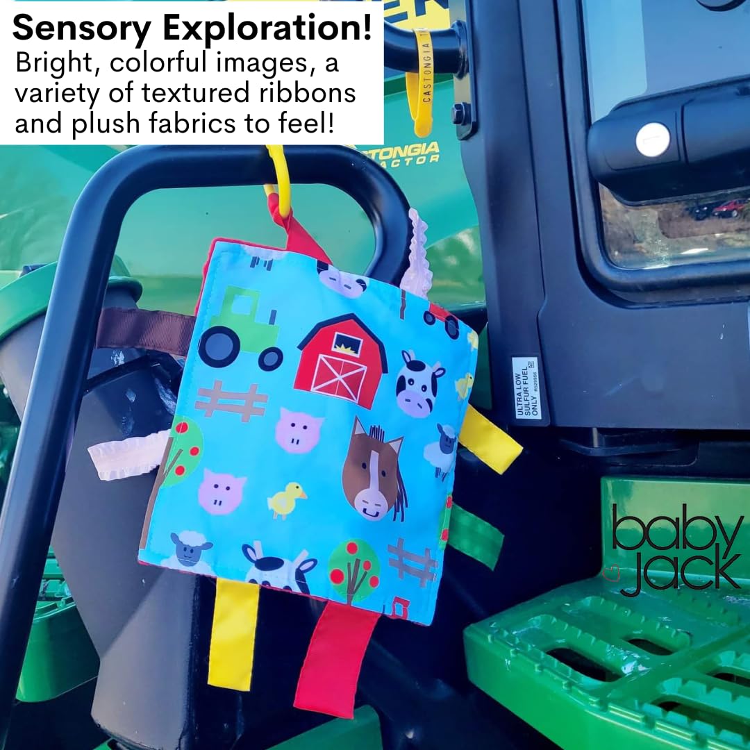 The Learning Lovey 8x8-inch-lovey held by baby demonstrating cozy security during tummy time
