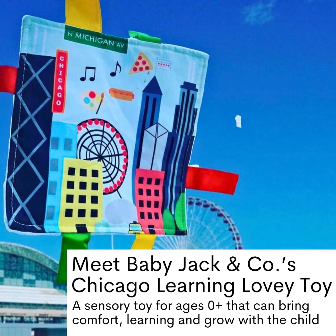 The Learning Lovey 8x8 usa-cities-and-shapes design promotes early geography and shape recognition.