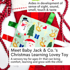 The Learning Lovey Baby Jack Co safety tabs ribbon keeps tiny fingers safer during play