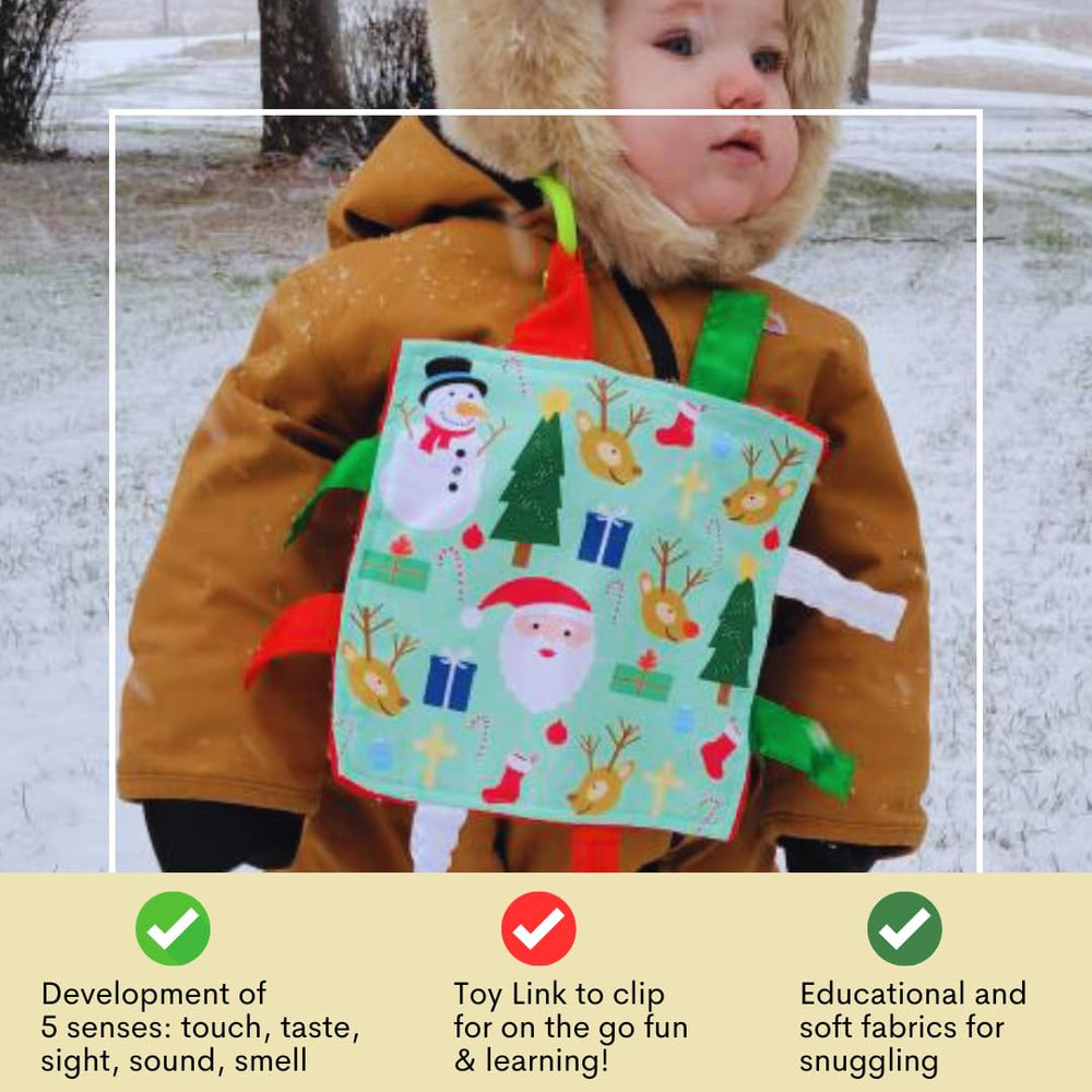 The Learning Lovey Baby Jack Co stroller clip lets you attach to a stroller or bag