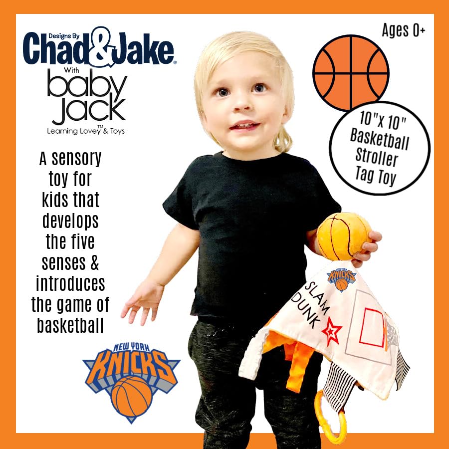 The Learning Lovey Knicks baby tag toy plush back enhances snuggle comfort during play
