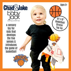 The Learning Lovey Knicks baby tag toy plush back enhances snuggle comfort during play