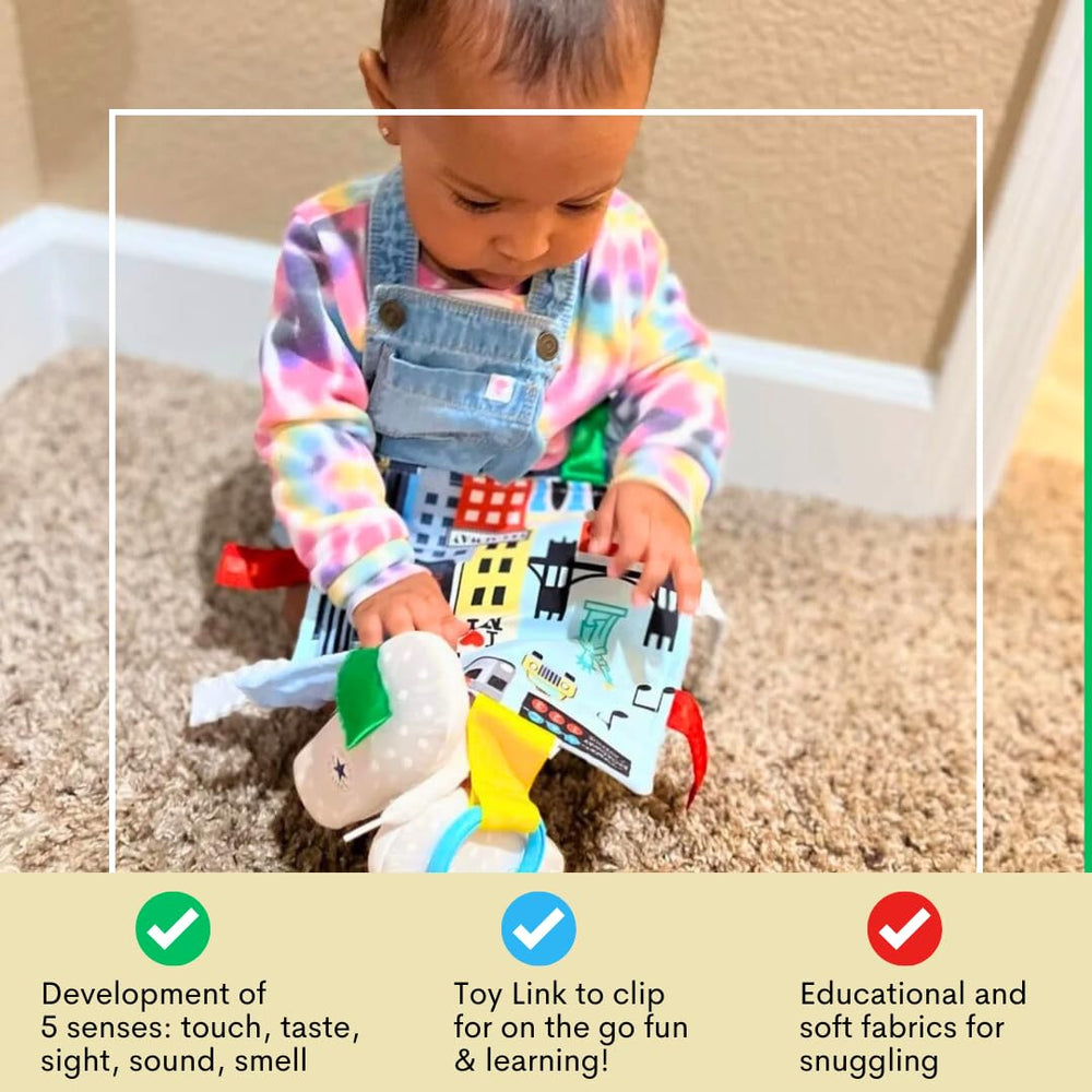 The Learning Lovey 8x8-inch soft toy fits easily in tiny hands.