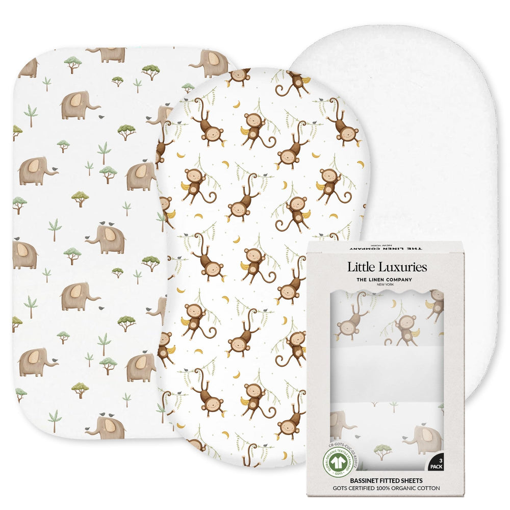 The Linen Company New York 3-pack bassinet sheets soft and breathable.
