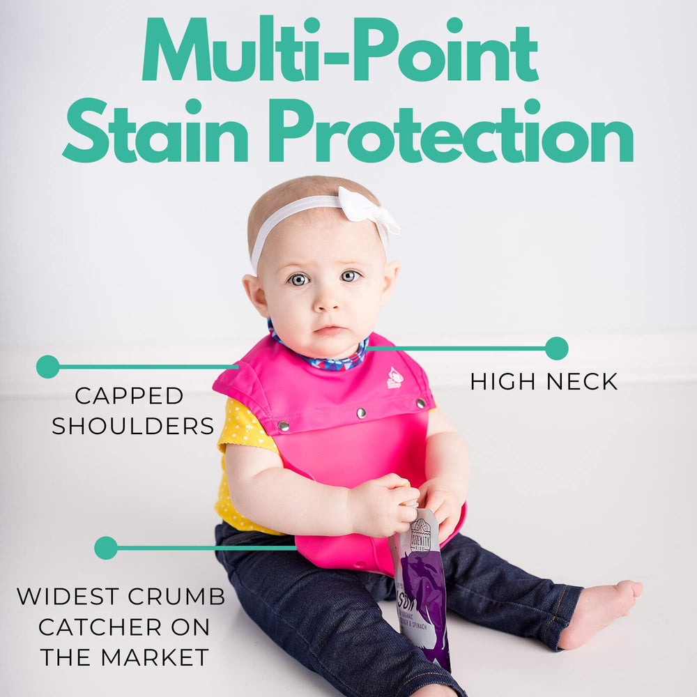 The Little Monkey Company silicone bib is waterproof to protect clothing from spills