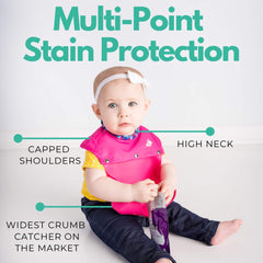 The Little Monkey Company silicone bib is waterproof to protect clothing from spills