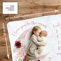 The Modern Child milestone blanket 60x40 laid out for monthly photo sessions.