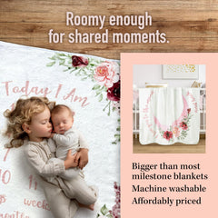 The Modern Child milestone blanket with props for creative baby shoots.