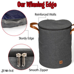 The Panda Collab dual-lined bucket charcoal structure keeping upright storage ready