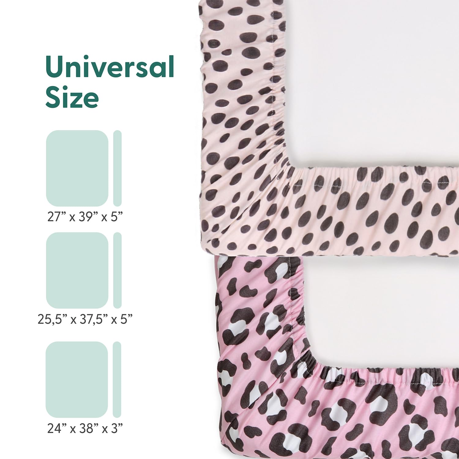 The Peanutshell 2-pack fitted sheets keep mini crib secure with snug elastic