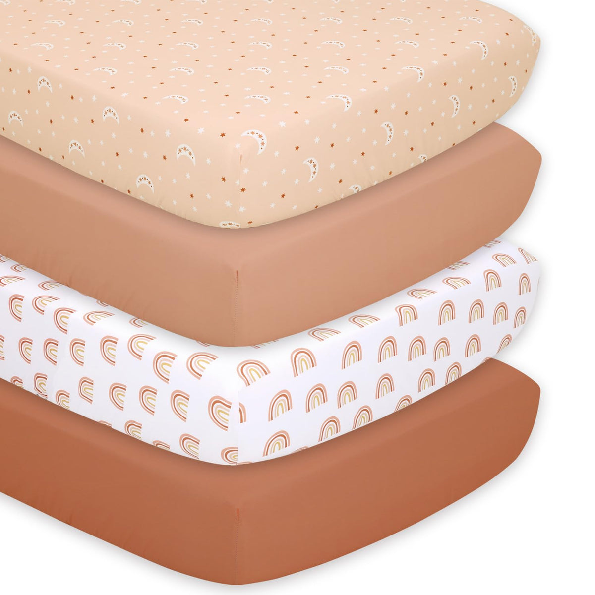 The Peanutshell 4-pack dusty coral sheet offers soft, breathable comfort for gentle naps.