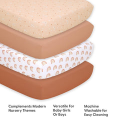 The Peanutshell rustic-rainbows sheet adds cheerful style with breathable fabric for everyday use.