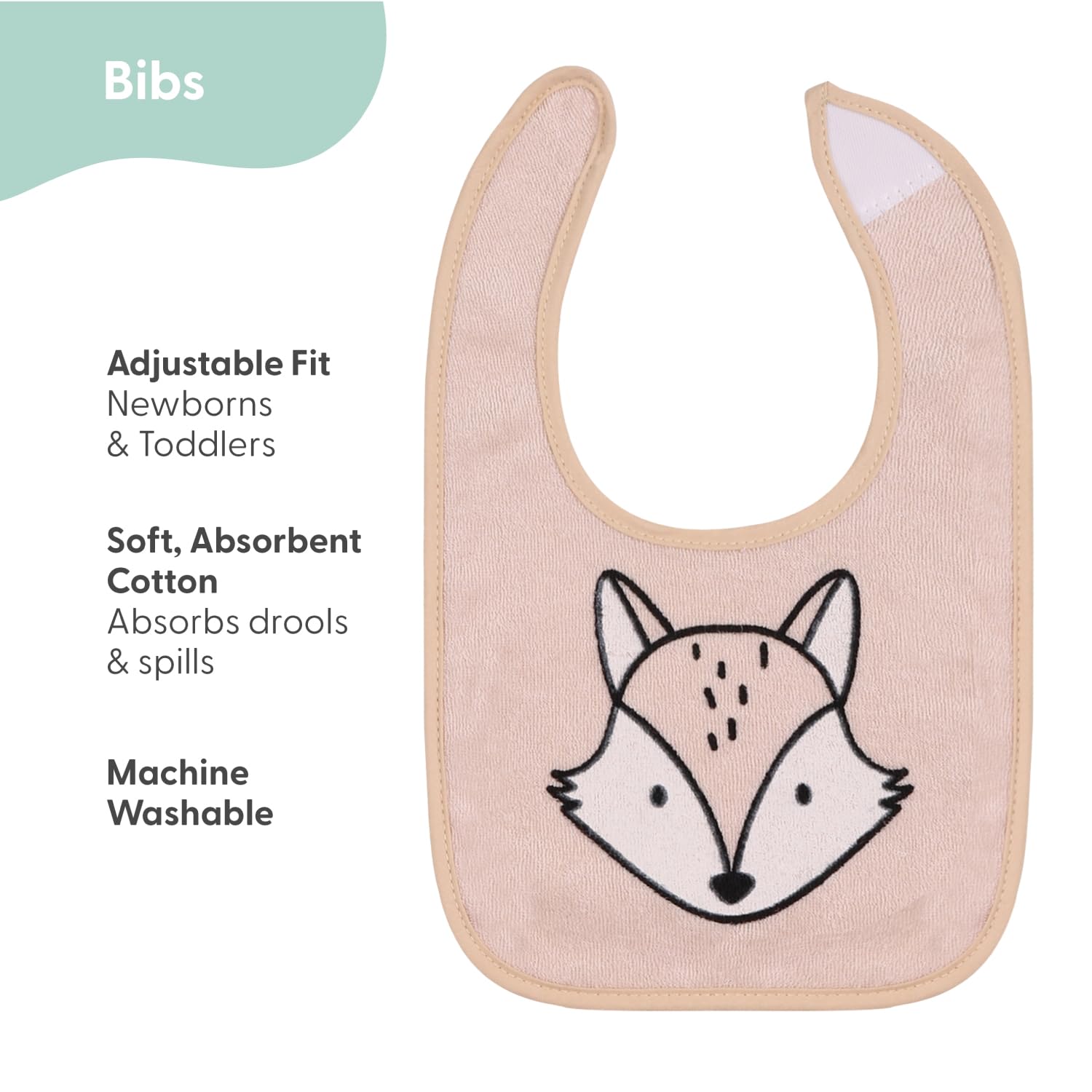 The Peanutshell baby bib soft terry fabric cushions delicate skin while absorbing spills