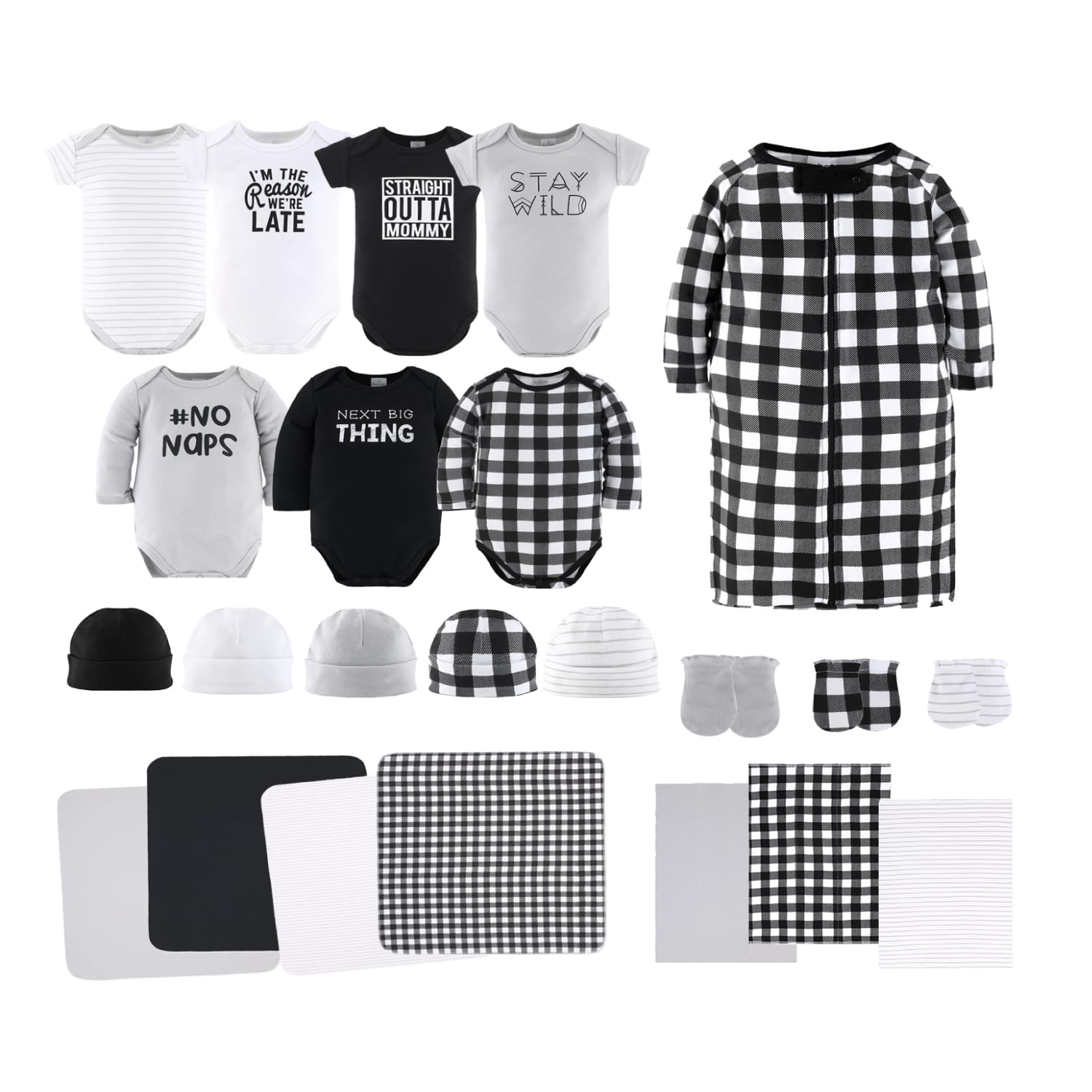 The Peanutshell baby layette monochrome bodysuits for easy everyday wear