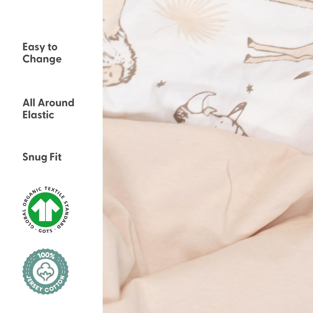 The Peanutshell bassinet sheets universal-fit 33x15 ensure snug, secure fit.