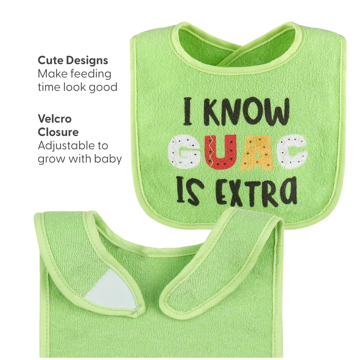 The Peanutshell bibs set 8 adjustable snaps ensure comfy fit for newborns to toddlers.