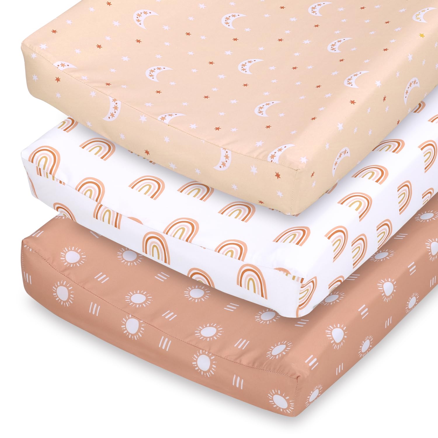 The Peanutshell boho rainbow changing pad cover soft surface for baby comfort