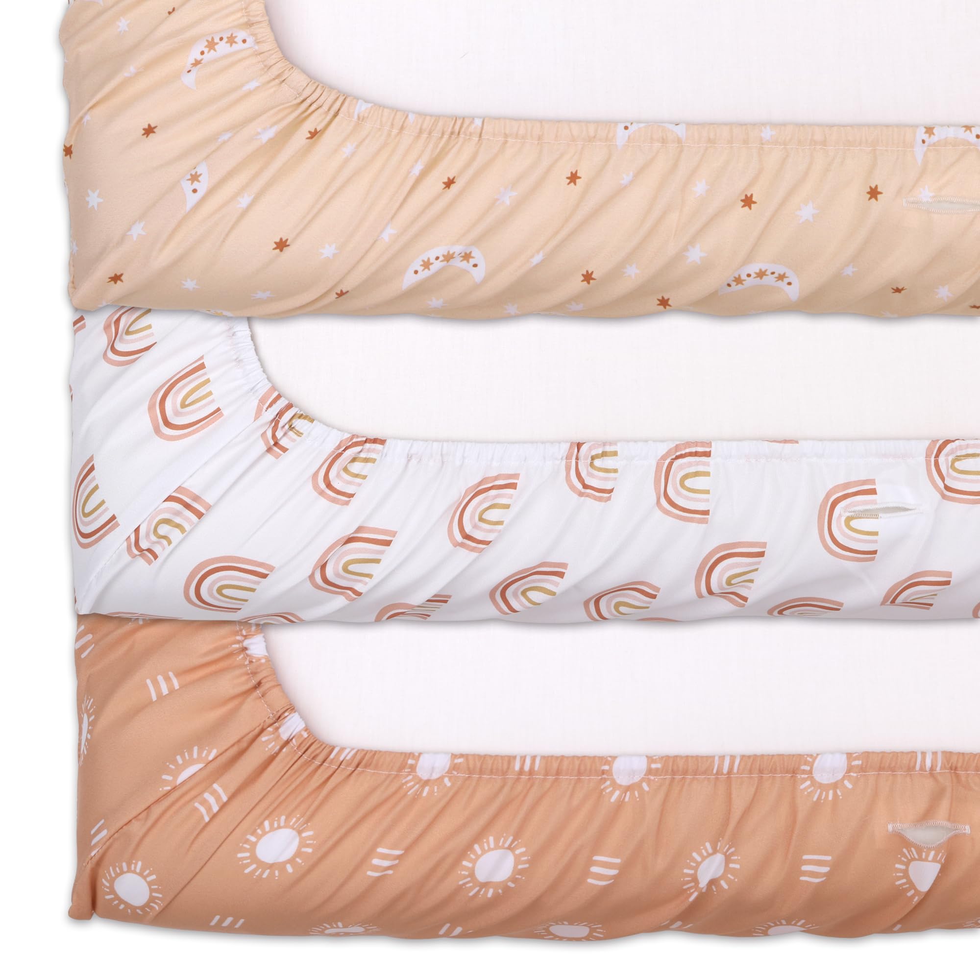 The Peanutshell boho rainbow changing pad cover machine washable for easy care